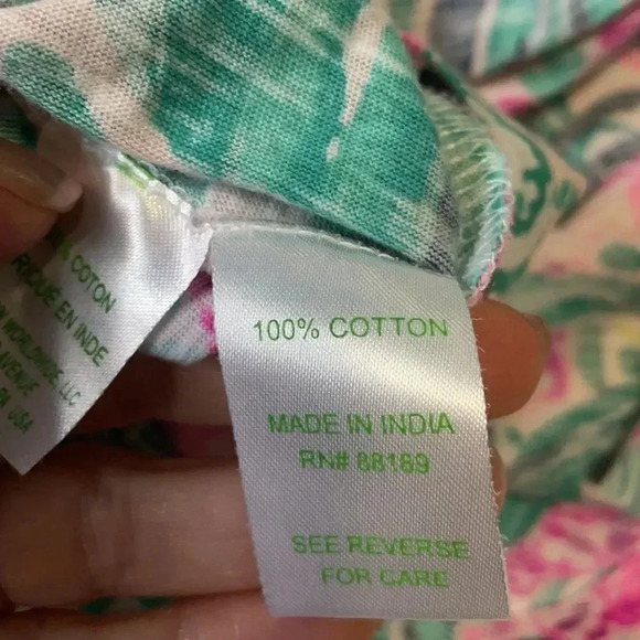 Lilly Pulitzer Via Flora design sleeveless top gold buttons. Pink aqua, size S - Picture 9 of 10